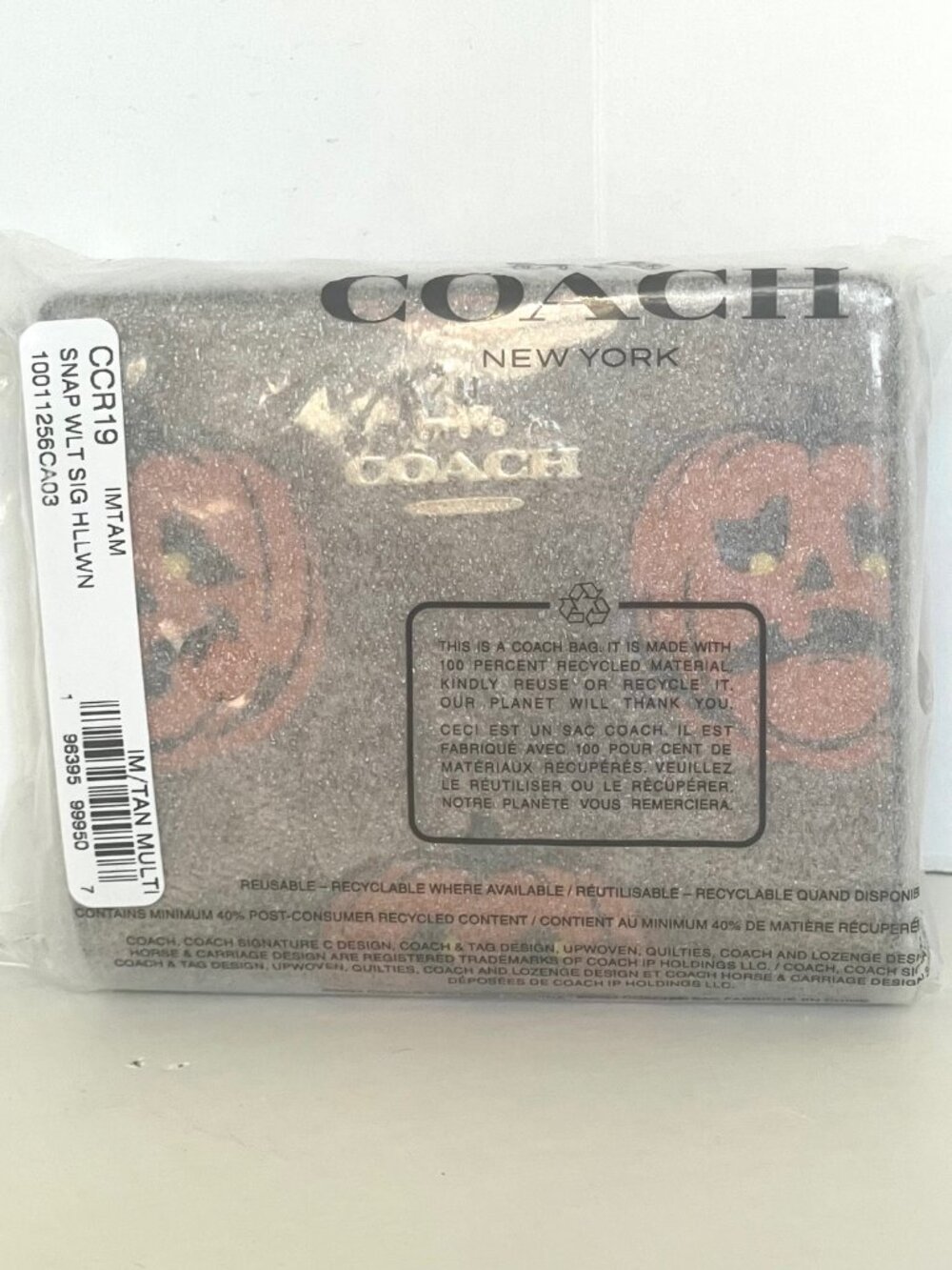 Coach Snap Wallet ID Pumpkin Halloween Signature Canvas Leather CCR19 - Picture 4 of 8